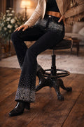 GJG Denim |Rhinestone Boot Cut Jean in Black Denim